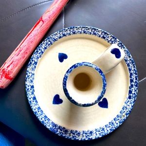 Blue Hearts Taper Candle Holder